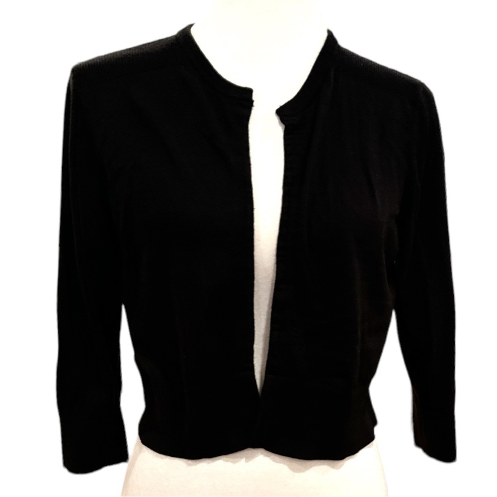 LOFT  3/4 sleeve open waist long cotton black Open cardigan Sz M